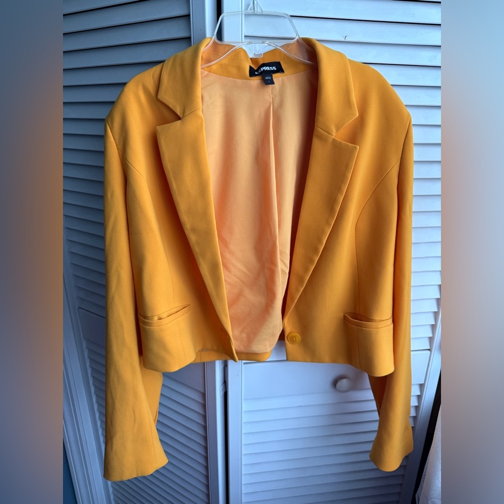 Express Yellow Cropped Blazer